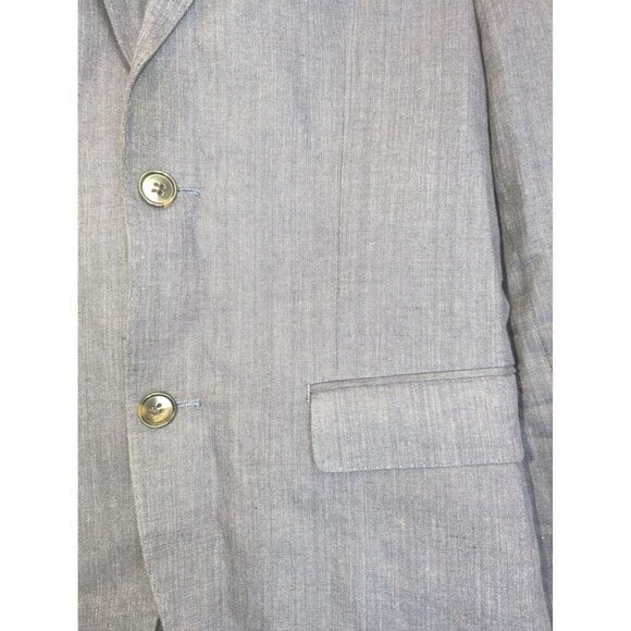 H&M Men's Slim Fit Linen Dark Blue Jacket Blazer Size 38R - Picture 2 of 5